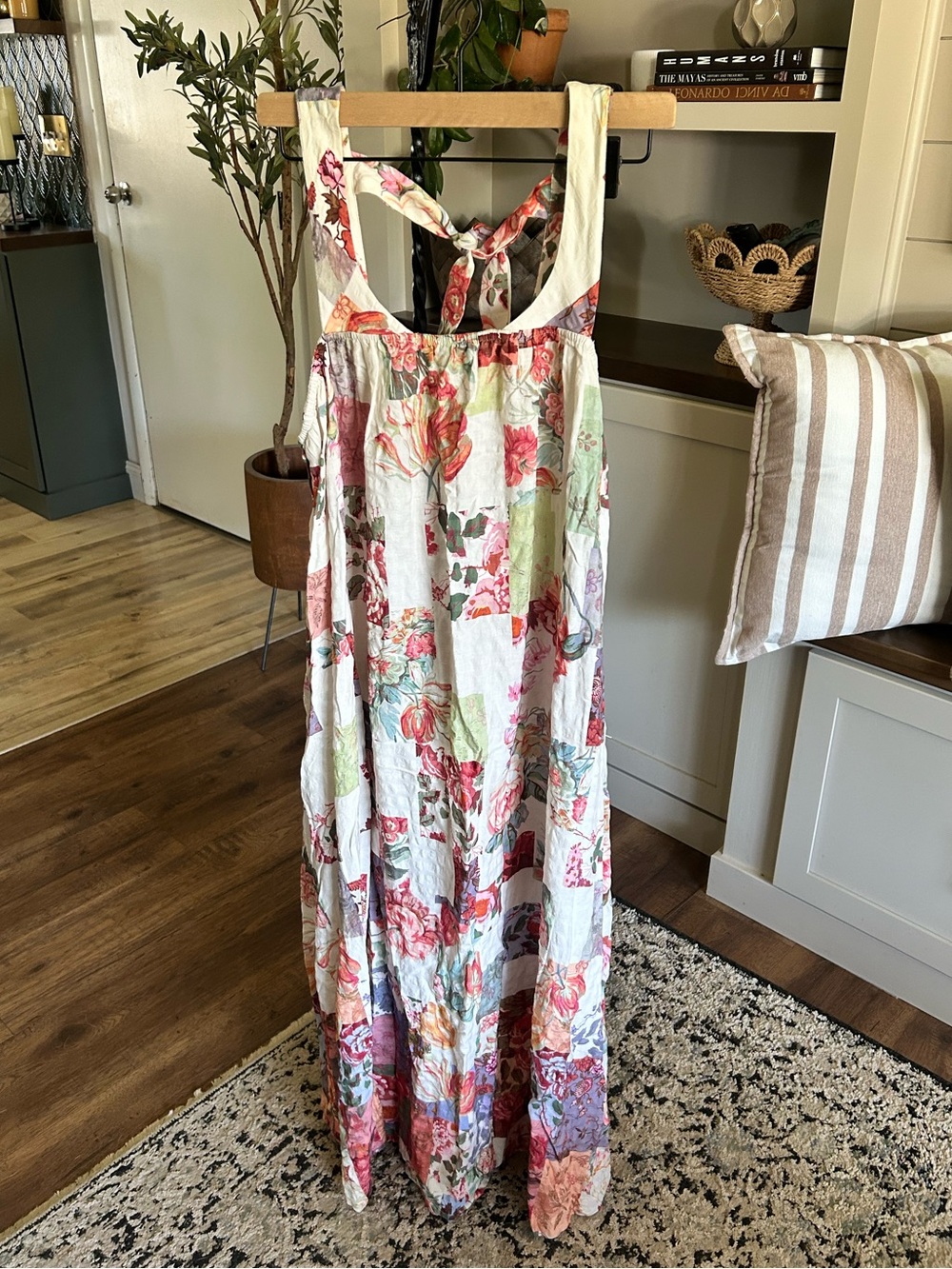 Anthropologie Floral Maxi Sundress with Tie Back